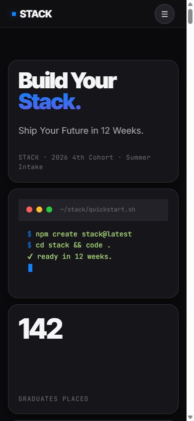 STACK Coding Bootcamp 모바일 사이트 캡처